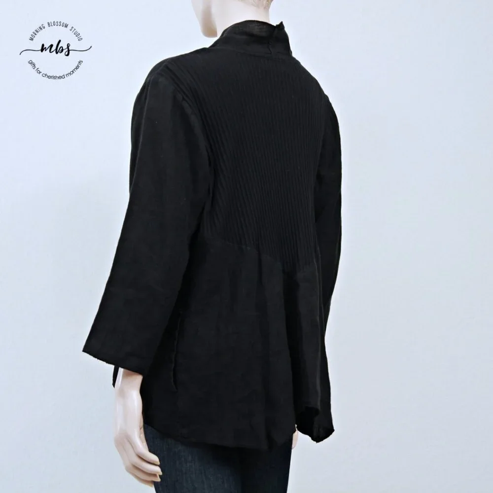 Fenini Linen Lightweight Blazer Black Women L - Picture 6 of 11